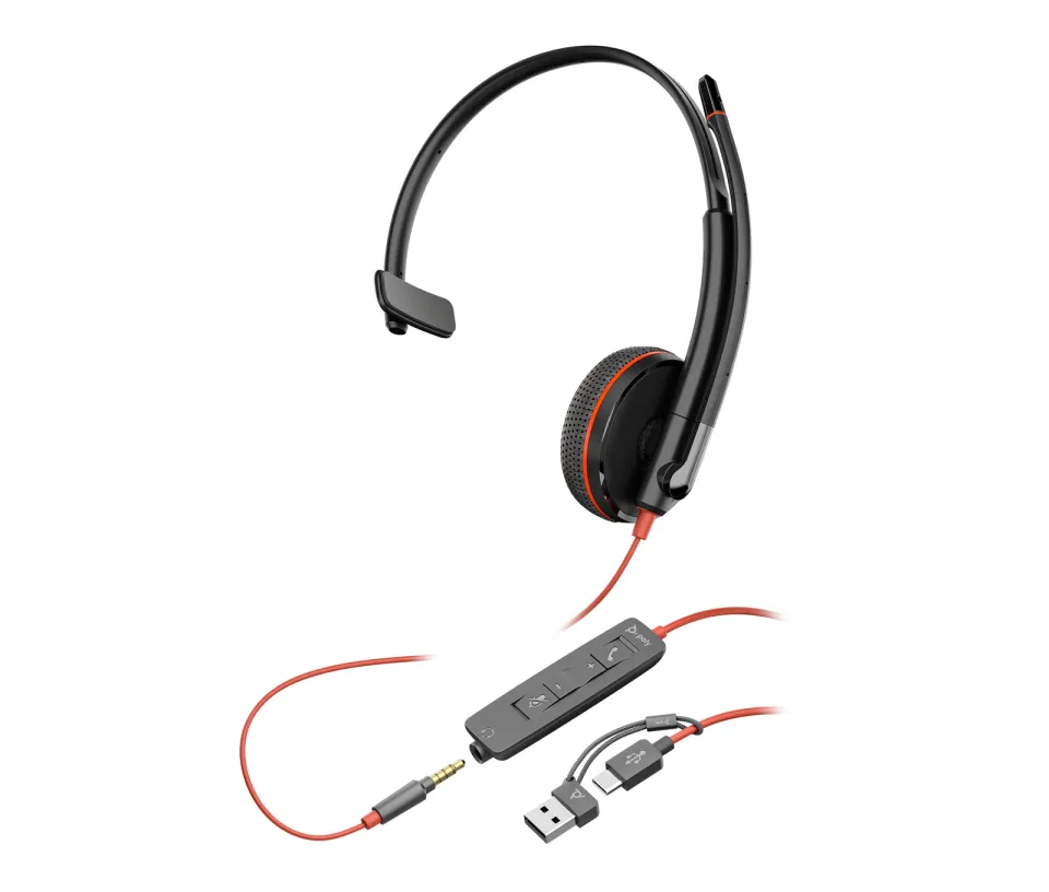 Poly Blackwire 3215 náhlavní souprava, 3.5 mm jack + USB-C/A adaptér, mono