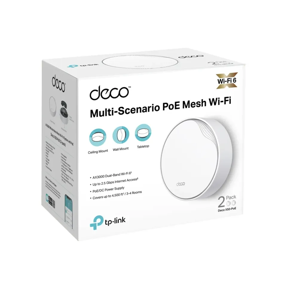 TP-Link Deco X50-PoE(2-pack) - AX3000 Multi-Gig 2,5 Gbps Meshový Wi-Fi 6 systém