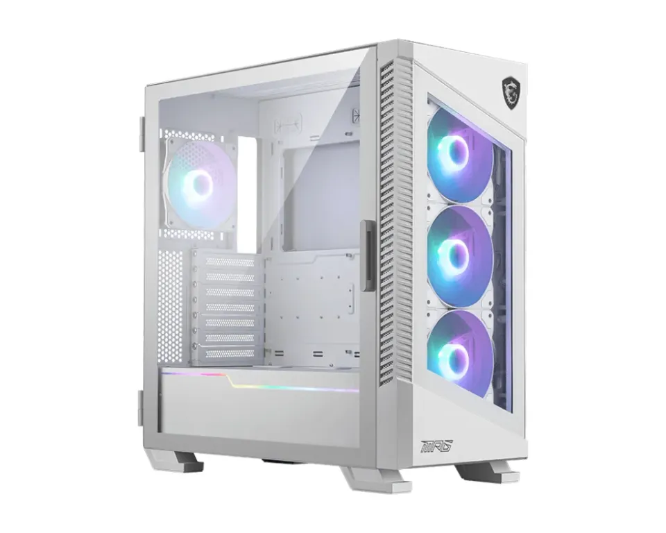 MSI skříň MPG VELOX 100R WHITE/ bez zdroje/ levé temperované sklo/ 4x ARGB 120 mm fan/ 1x USB3.1 Type-C/ 2x USB3.0/ bílá