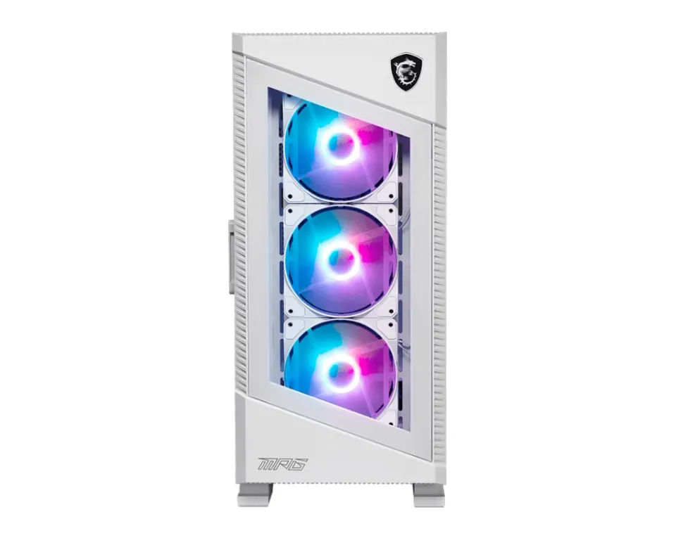 MSI skříň MPG VELOX 100R WHITE/ bez zdroje/ levé temperované sklo/ 4x ARGB 120 mm fan/ 1x USB3.1 Type-C/ 2x USB3.0/ bílá