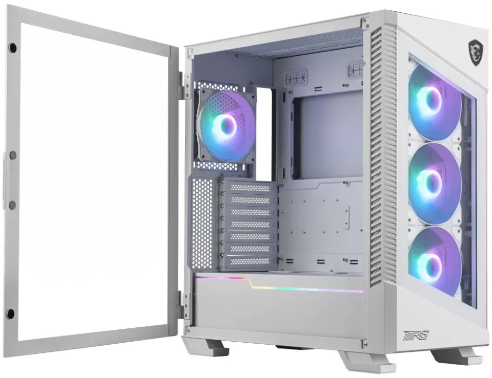MSI skříň MPG VELOX 100R WHITE/ bez zdroje/ levé temperované sklo/ 4x ARGB 120 mm fan/ 1x USB3.1 Type-C/ 2x USB3.0/ bílá