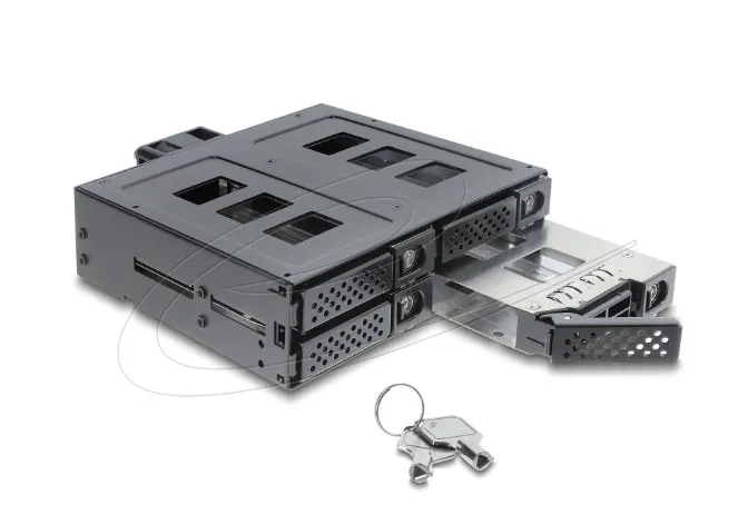 Delock Mobilní rámeček rozměru 5.25” pro 4 x 2.5” HDD / SSD SATA nebo SAS, se zá