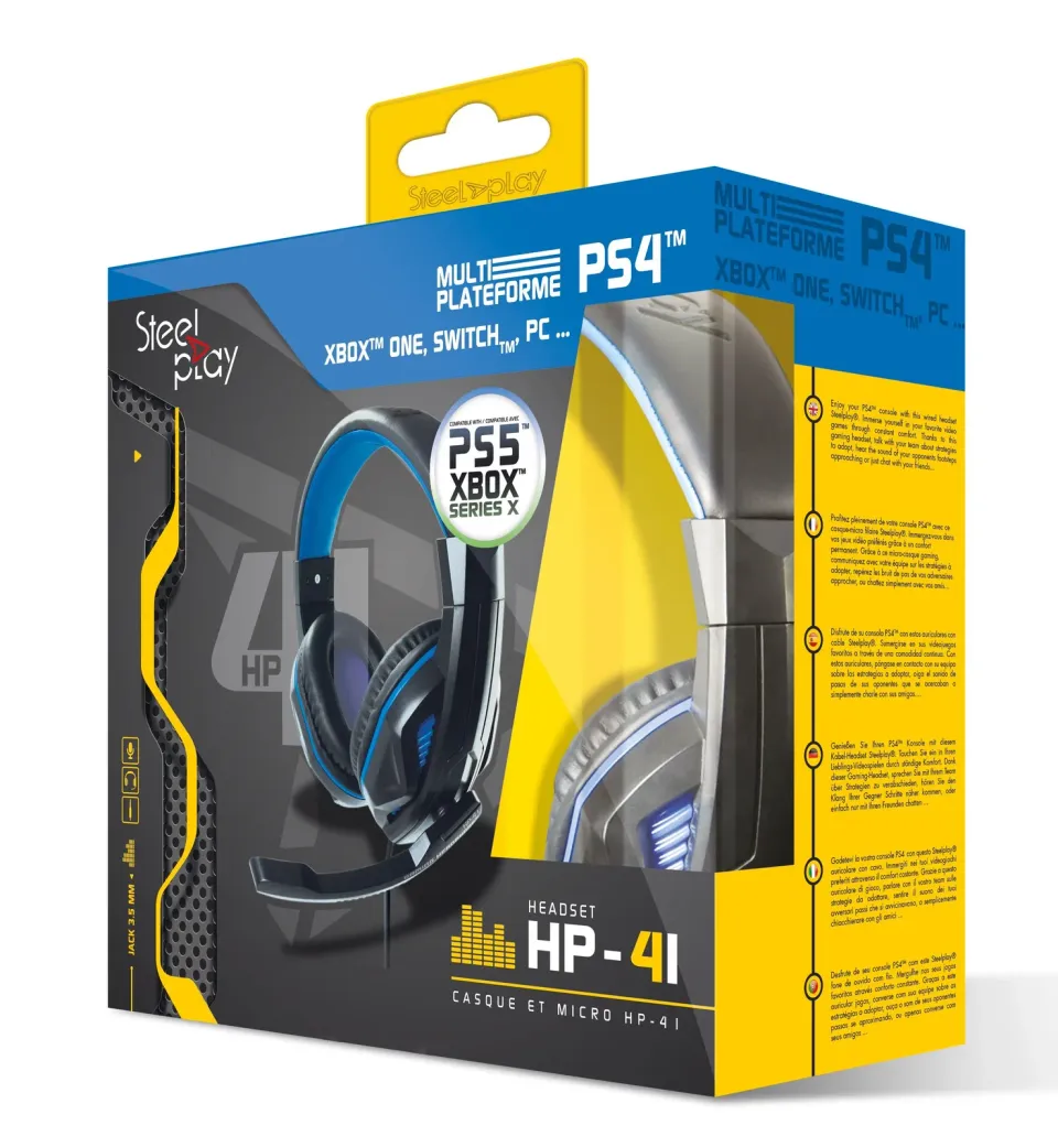 LEXIP STEELPLAY - HP41 DRÁTOVÁ SLUCHÁTKA S MIKROFONEM, ČERNÁ/MODRÁ