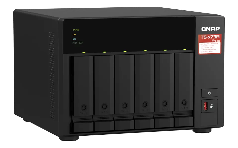 QNAP TS-673A-8G (Ryzen 2,2GHz / 8GB RAM / 6x SATA / 2x M.2 NVMe slot / 2x 2,5GbE / 2x PCIe / 4x USB)