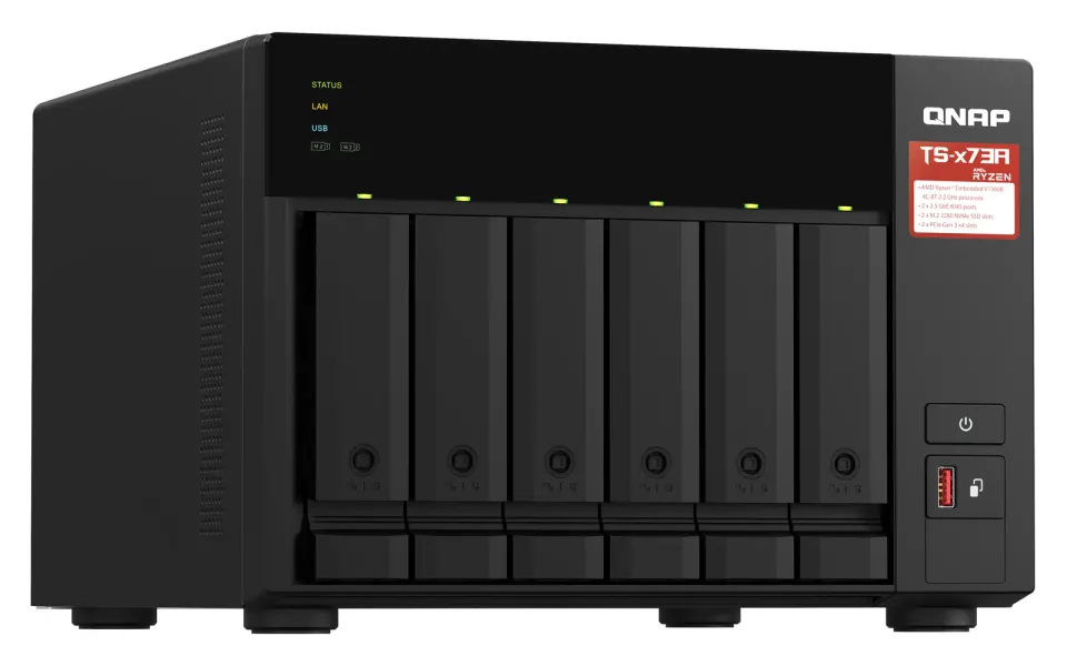 QNAP TS-673A-8G (Ryzen 2,2GHz / 8GB RAM / 6x SATA / 2x M.2 NVMe slot / 2x 2,5GbE / 2x PCIe / 4x USB)
