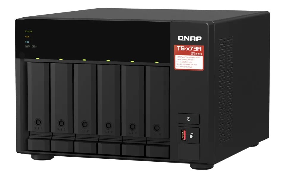 QNAP TS-673A-8G (Ryzen 2,2GHz / 8GB RAM / 6x SATA / 2x M.2 NVMe slot / 2x 2,5GbE / 2x PCIe / 4x USB)