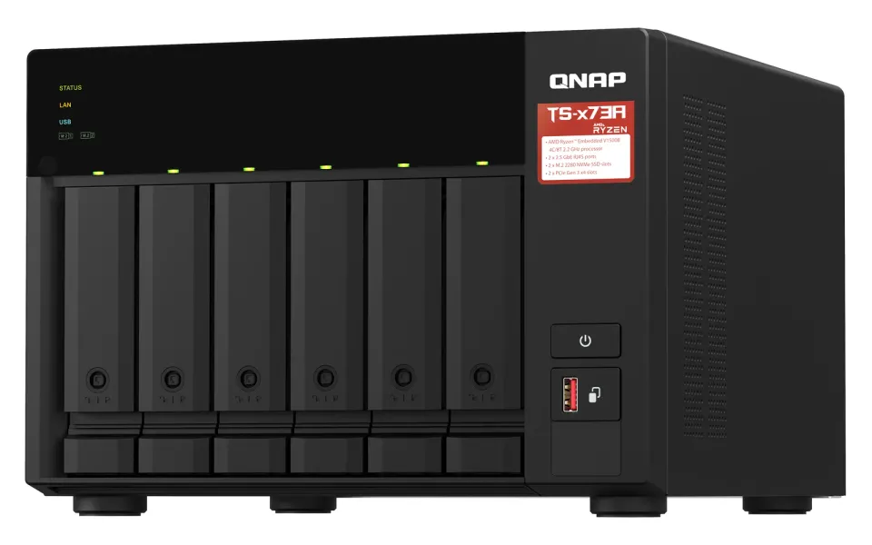 QNAP TS-673A-8G (Ryzen 2,2GHz / 8GB RAM / 6x SATA / 2x M.2 NVMe slot / 2x 2,5GbE / 2x PCIe / 4x USB)