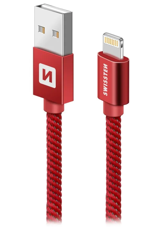 Swissten Datový Kabel Textile Usb / Lightning 1,2 M Červený