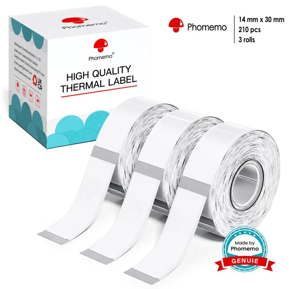 Phomemo průhledné štítky 3 role - 14x30mm 210ks pro D30