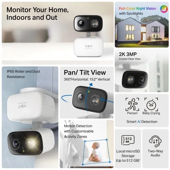 TP-Link Tapo C216 venkovní/vnitřní bezpečnostní otočná Wi-Fi kamera