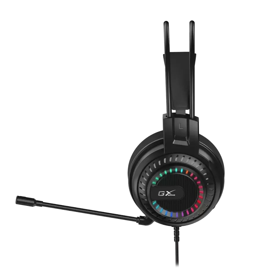 Genius GX GAMING HS-GX570U, Headset, herní, náhlavní, drátový, RGB LED, ovládání