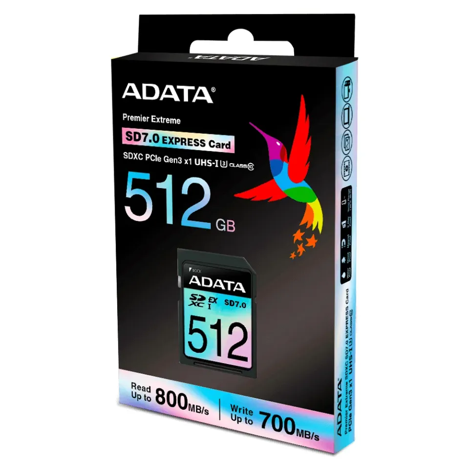 ADATA SDXC karta 512GB Extreme, PCIe Gen3, UHS-I, C10, V30, (R:800/W:700 MB/s)