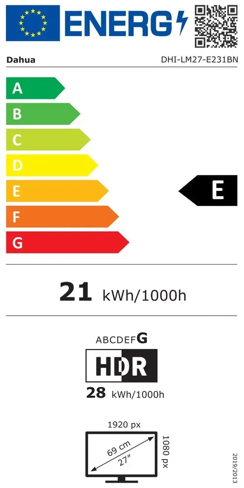 DAHUA 27" LED LM27-E231BN/ herní/ IPS panel/ 1920x1080 (FHD)/ 1000:1/ 1ms/ 350 cd/m2/ HDMI/ DP/ VESA 100x100/ černý