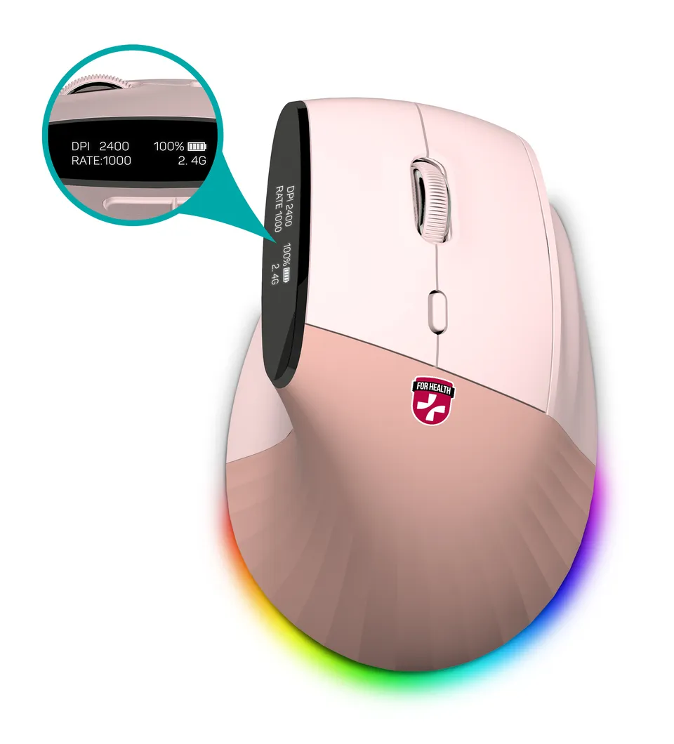 CONNECT IT FOR HEALTH ergonomická vertikální myš s displejem, bezdrátová,2x BT,U (CMO-4410-PK)
