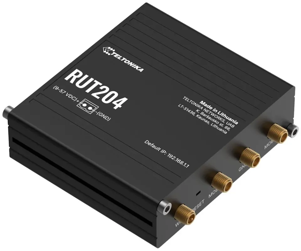 Teltonika RUT204 průmyslový router 1x LAN, 1x WAN, Dual SIM, LTE, PoE-in, RS232, CAN-BUS, Wi-Fi 4