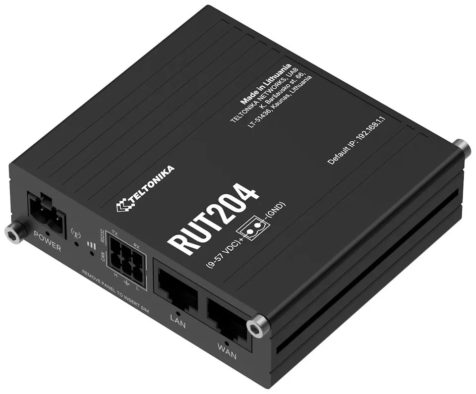 Teltonika RUT204 průmyslový router 1x LAN, 1x WAN, Dual SIM, LTE, PoE-in, RS232, CAN-BUS, Wi-Fi 4