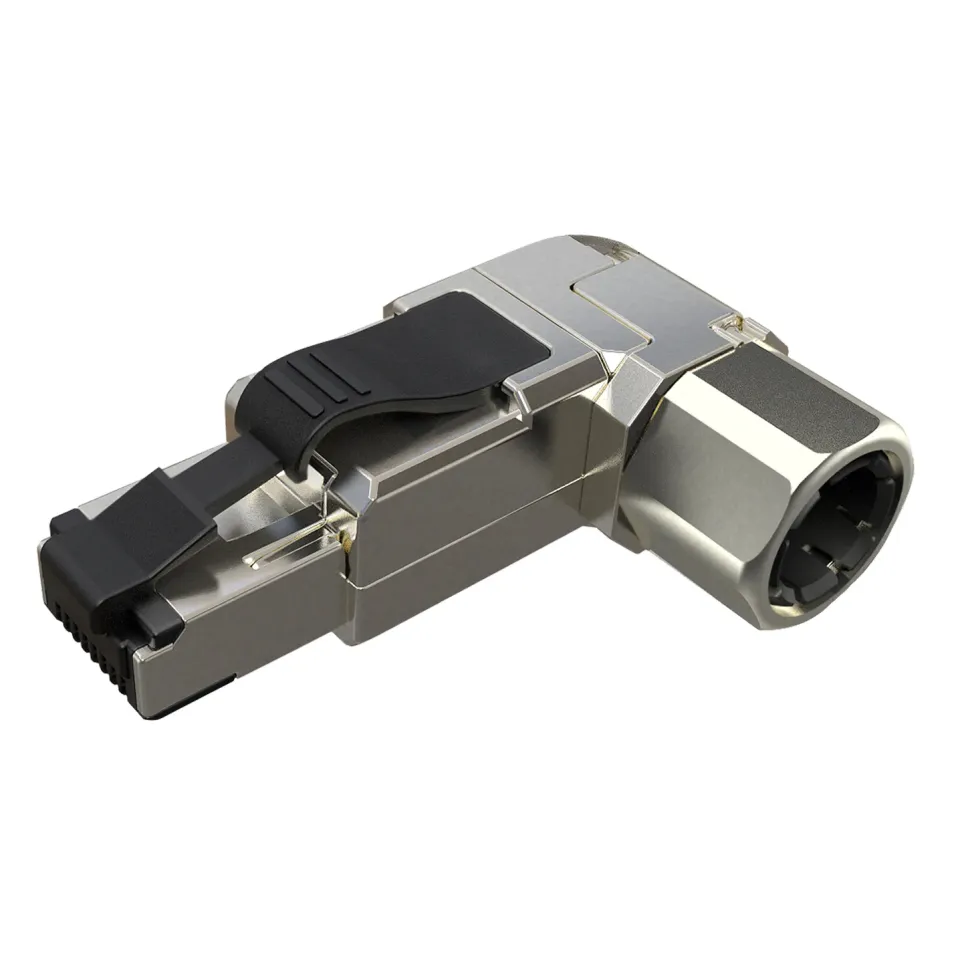 Konektor MPTL 90° RJ45 CAT6A STP samořezný SXRJ45-6A-STP-BK-SA-U