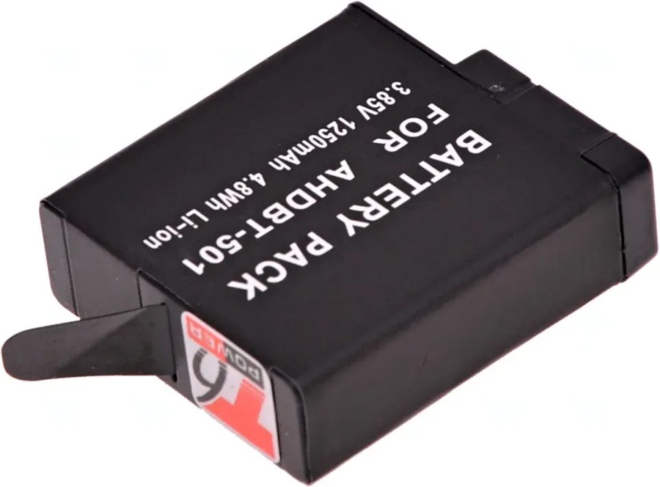 Baterie T6 Power pro GoPro Hero5, Hero6 Black, AHDBT-501, AABAT-001, 601-10197-000, 1250mAh, 4,8Wh
