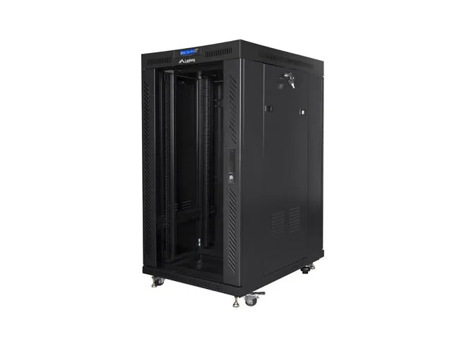 LANBERG Volně stojící skříň 19" 22U/800x1000 LCD skleněné dveře černá (RAL9004) (FF01-8022-12BL)