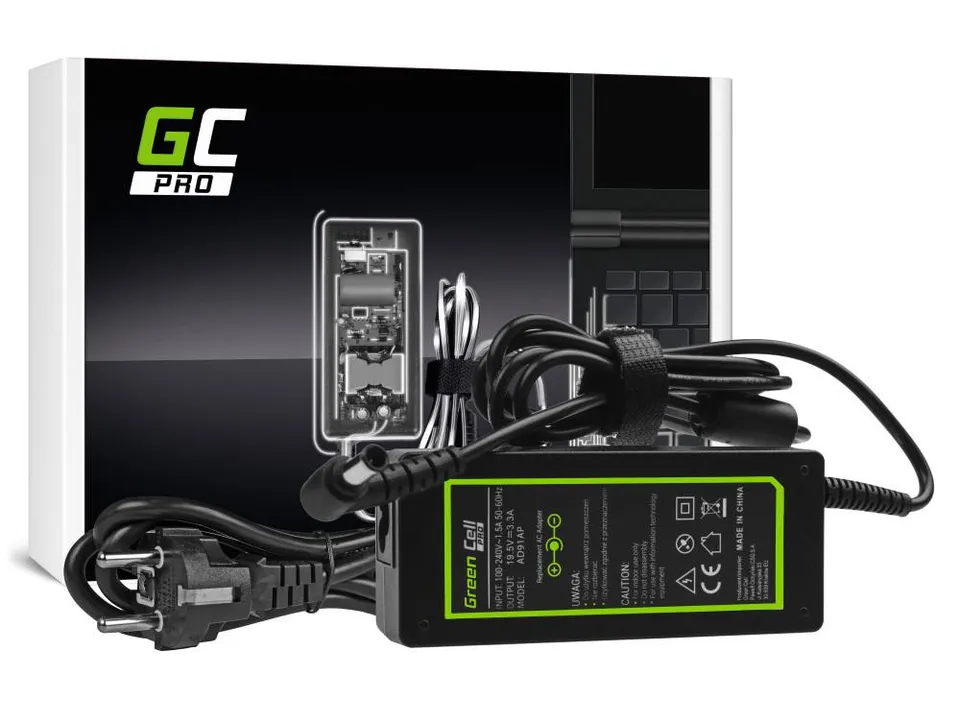 Green Cell PRO Charger / AC Adapter 19.5V 3.34A 65W for Sony Vaio SVF14 SVF15 SV