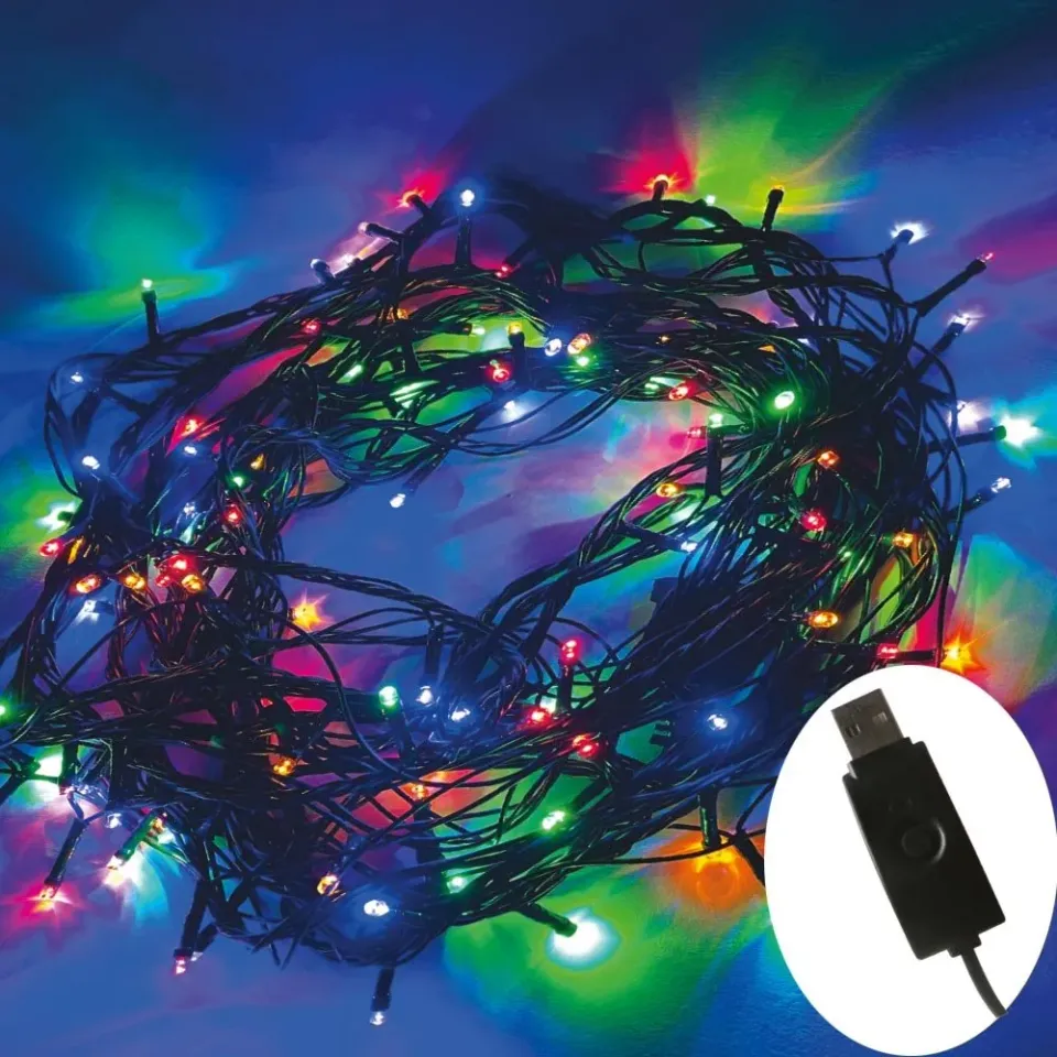 COLORWAY LED řetěz/ vnitřní / 50 LED / délka 5m / více barevný/ 8 funkcí/ napájení USB