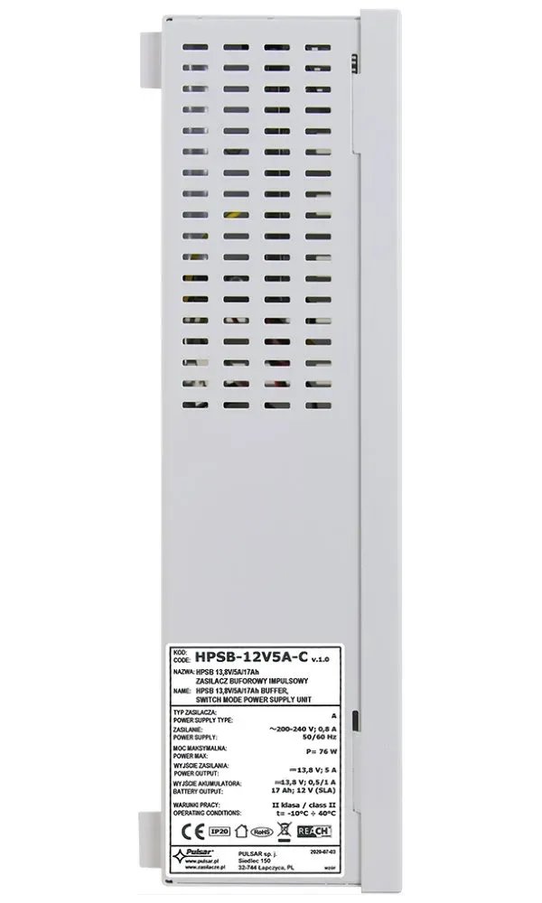 PULSAR HPSB-12V5A-C záložní impulzní napájecí zdroj 13,8V/5A/17Ah