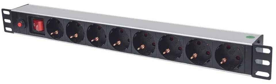Intellinet 19" 1U Rackmount 8-Way Power Strip - German Type, rozvodný panel, 8x DE zásuvka, 3m kabel