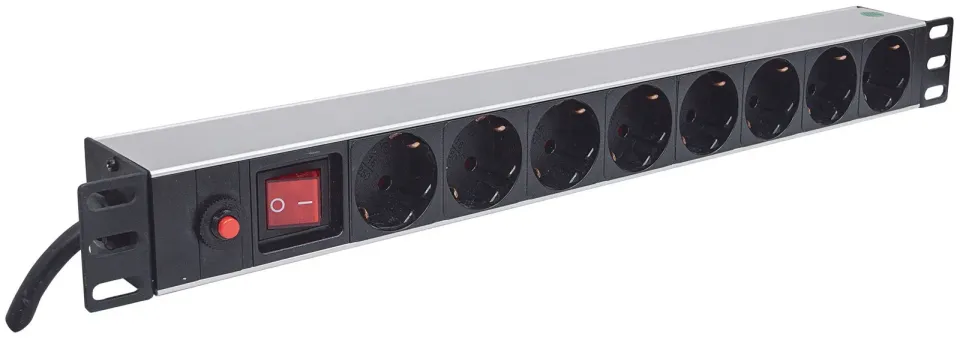 Intellinet 19" 1U Rackmount 8-Way Power Strip - German Type, rozvodný panel, 8x DE zásuvka, 3m kabel