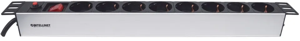 Intellinet 19" 1U Rackmount 8-Way Power Strip - German Type, rozvodný panel, 8x DE zásuvka, 3m kabel