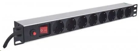 Intellinet 19" 1U Rackmount 8-Way Power Strip - German Type, rozvodný panel, 8x DE zásuvka, 3m kabel