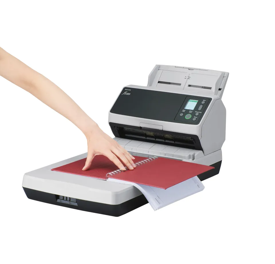 RICOH skener Fi-8290 A4, deska+průchod, 90ppm, 600dpi, LAN RJ45-1000, USB 3.2,ADF 100listů, 12000 listů za den