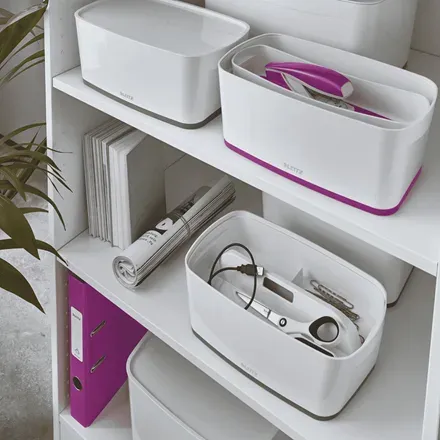LEITZ Úložný box s víkem MyBox, velikost S, bílá/fialová