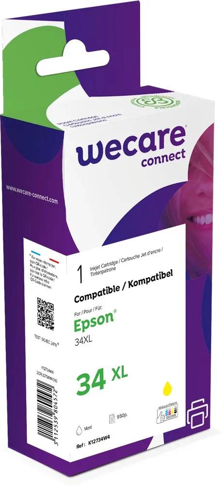 WECARE ARMOR ink kompatibilní s EPSON C13T34744010,žlutá/yellow