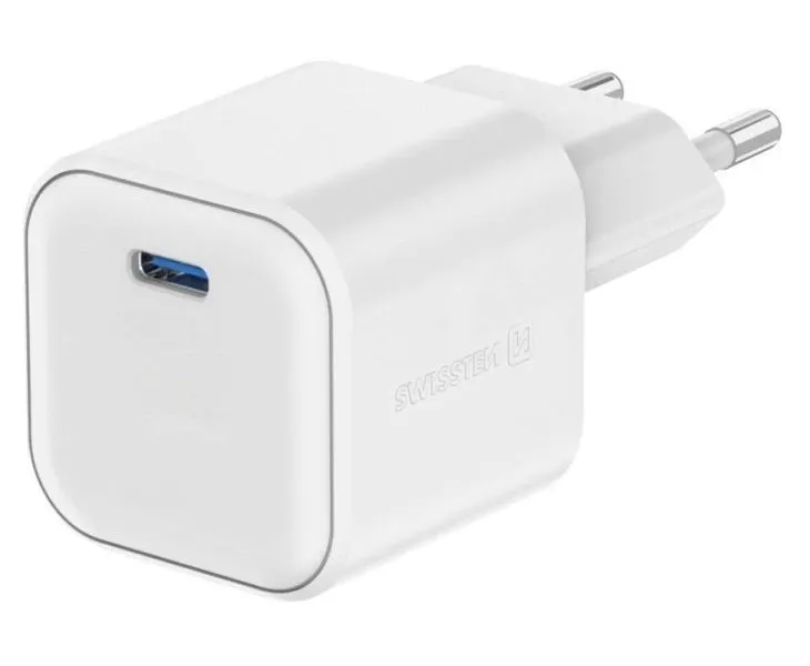 Swissten síťový adaptér gan 1x usb-c 35w power delivery bílý