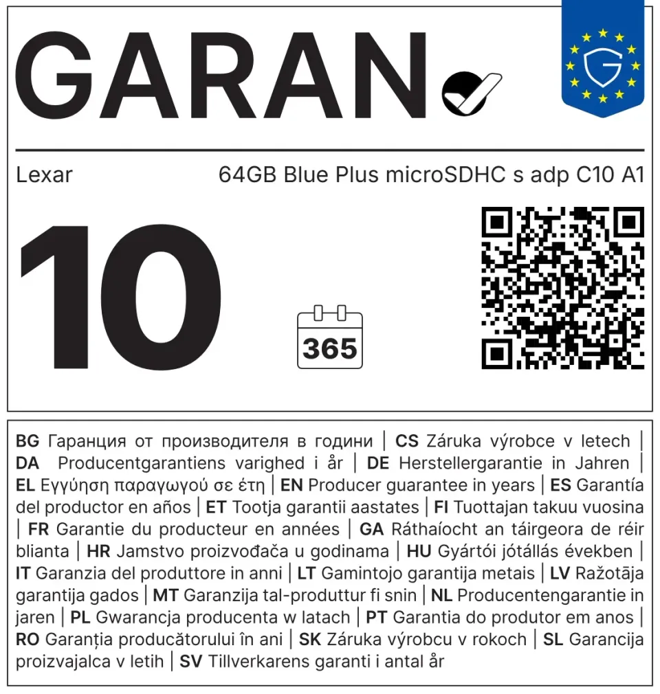 Lexar 64GB Blue Plus microSDHC s adp C10 A1