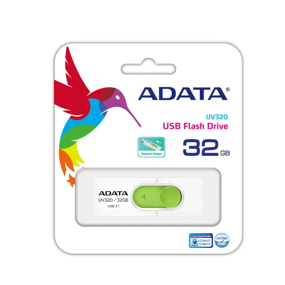 ADATA Flash disk UV320 32GB / USB 3.1 / bílo-zelená