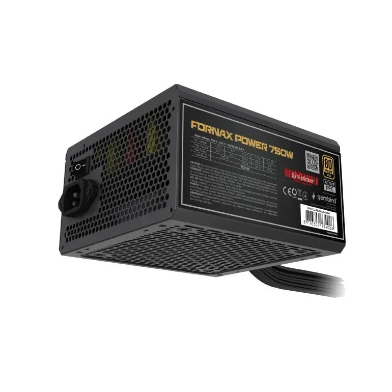GEMBIRD Napájecí zdroj ATX 750W s aktivním PFC, 12 cm ventilátor, 80+ bronzová b