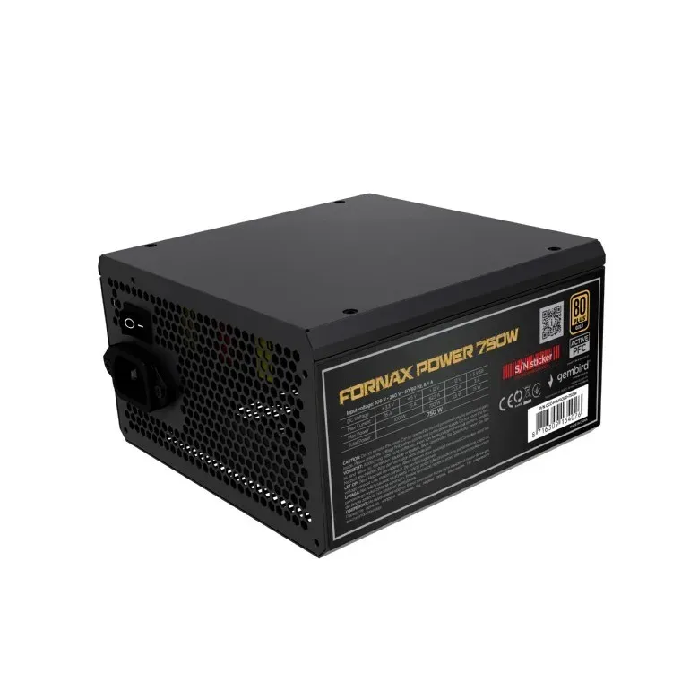 GEMBIRD Napájecí zdroj ATX 750W s aktivním PFC, 12 cm ventilátor, 80+ bronzová b