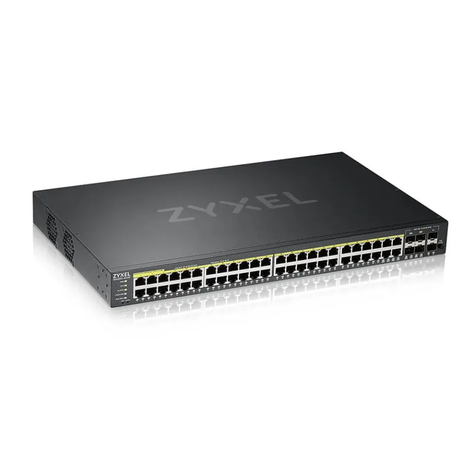 Zyxel GS2220-50HP 50-port L2 Managed Gigabit PoE Switch, 44x gigabit RJ45, 4x gigabit RJ45/SFP, 2x SFP, PoE 375W