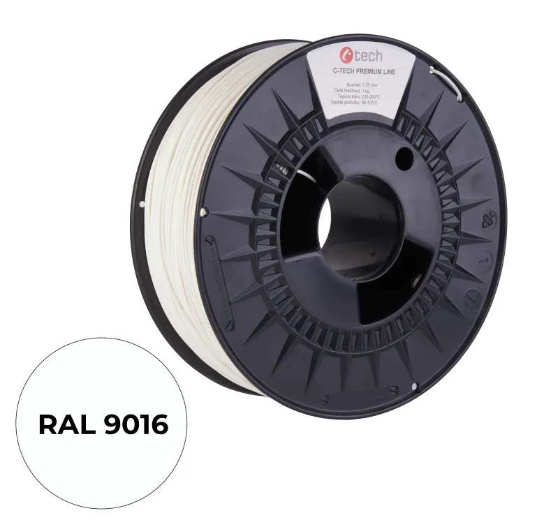 C-TECH tisková struna PREMIUM LINE ( filament ) , PLA, dopravní bílá, RAL9016, 1