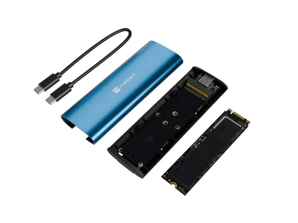 Externí box pro SSD Natec RHINO M.2 NVME LITE USB-C 3.2 GEN 2, hliníkové tělo, HORIZON BLUE