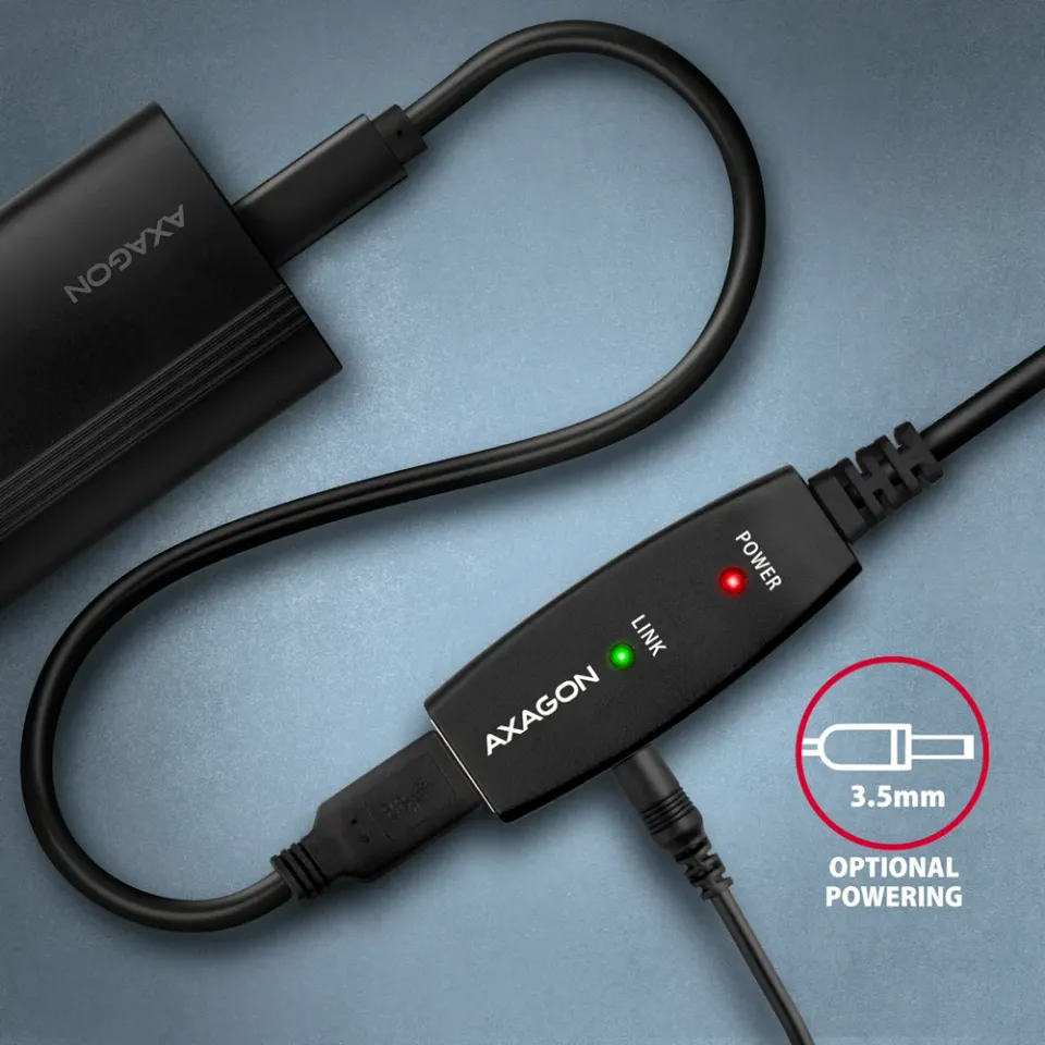 AXAGON ADR-220, USB2.0 aktivní prodlužovací / repeater kabel, 20m