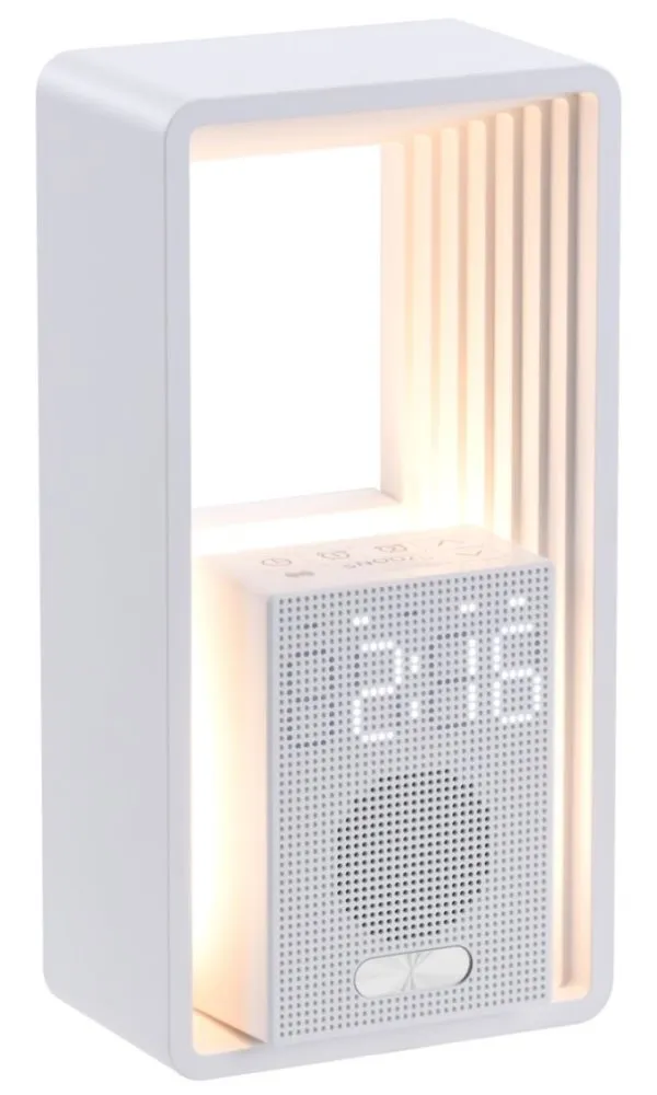 IMMAX LED budík CALM/ relaxační zvuky/ 18W/ vstup 12V/1,5A/ výstup 10W (5V/2A)/ 3000K/ USB/ bílý