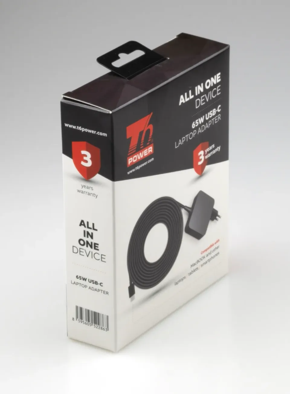 T6 Power univerzální adaptér k notebooku, 65W, USB-C