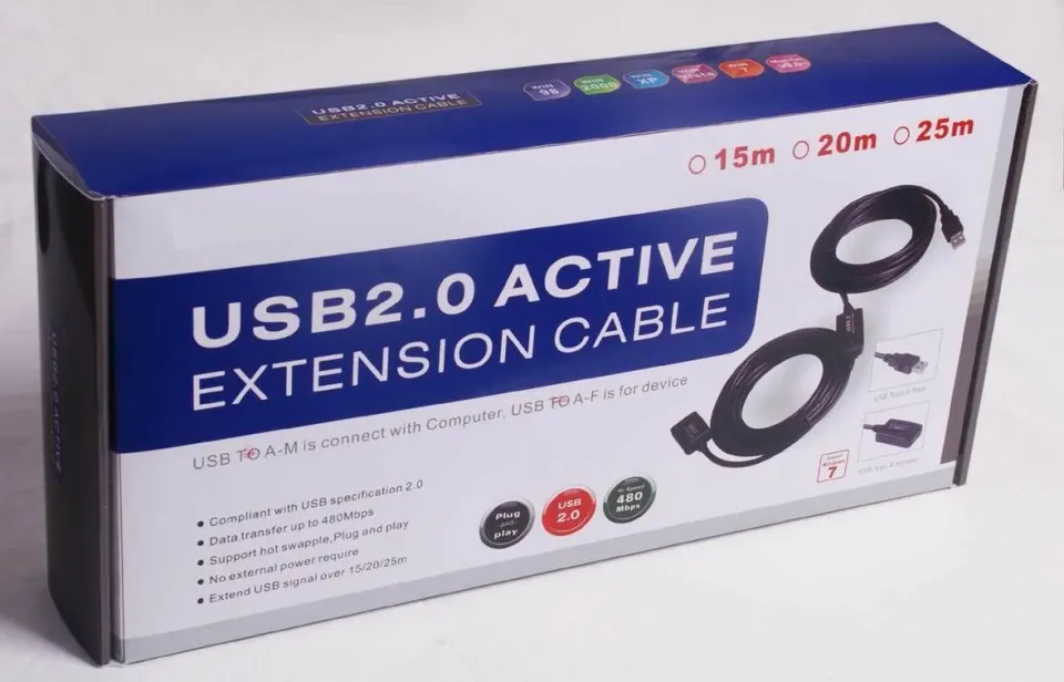 PremiumCord USB 2.0 repeater a prodlužovací kabel A/M-A/F 25m