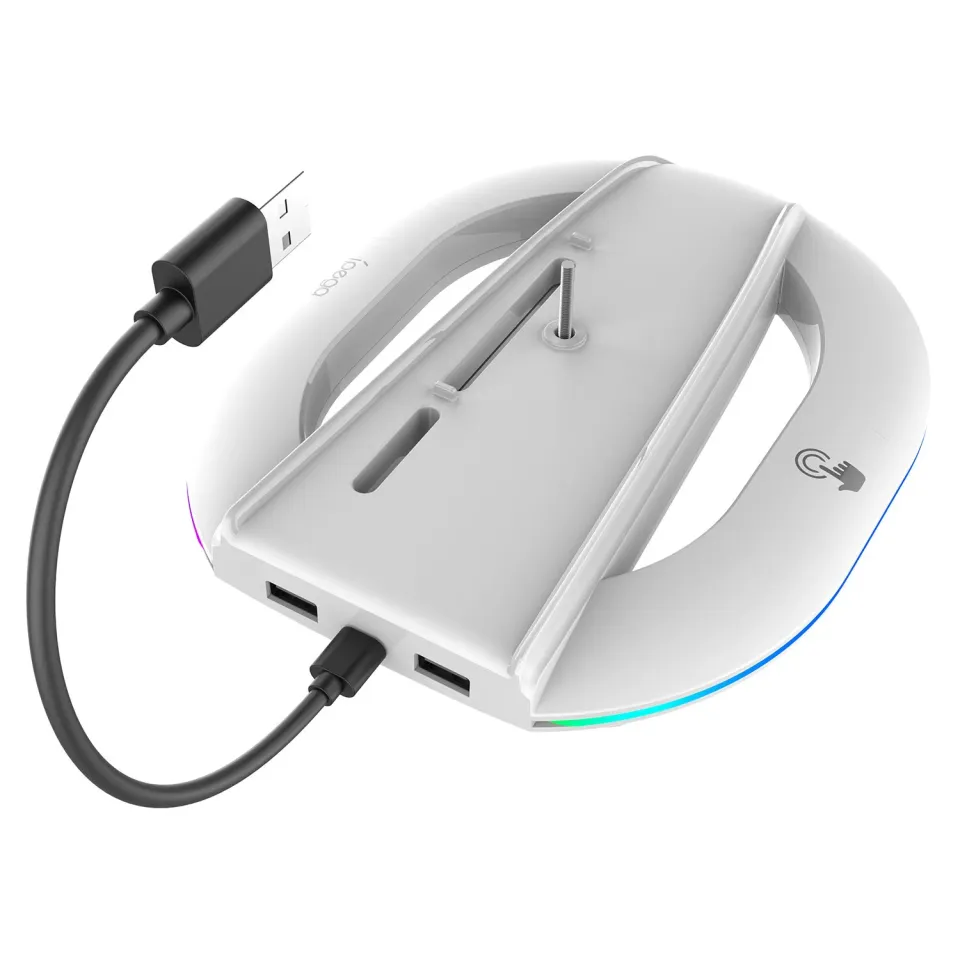 iPega P5S035SA Vertikální Stojan (2xUSB-A) s RGB pro PS5 Slim/PS5 Pro White