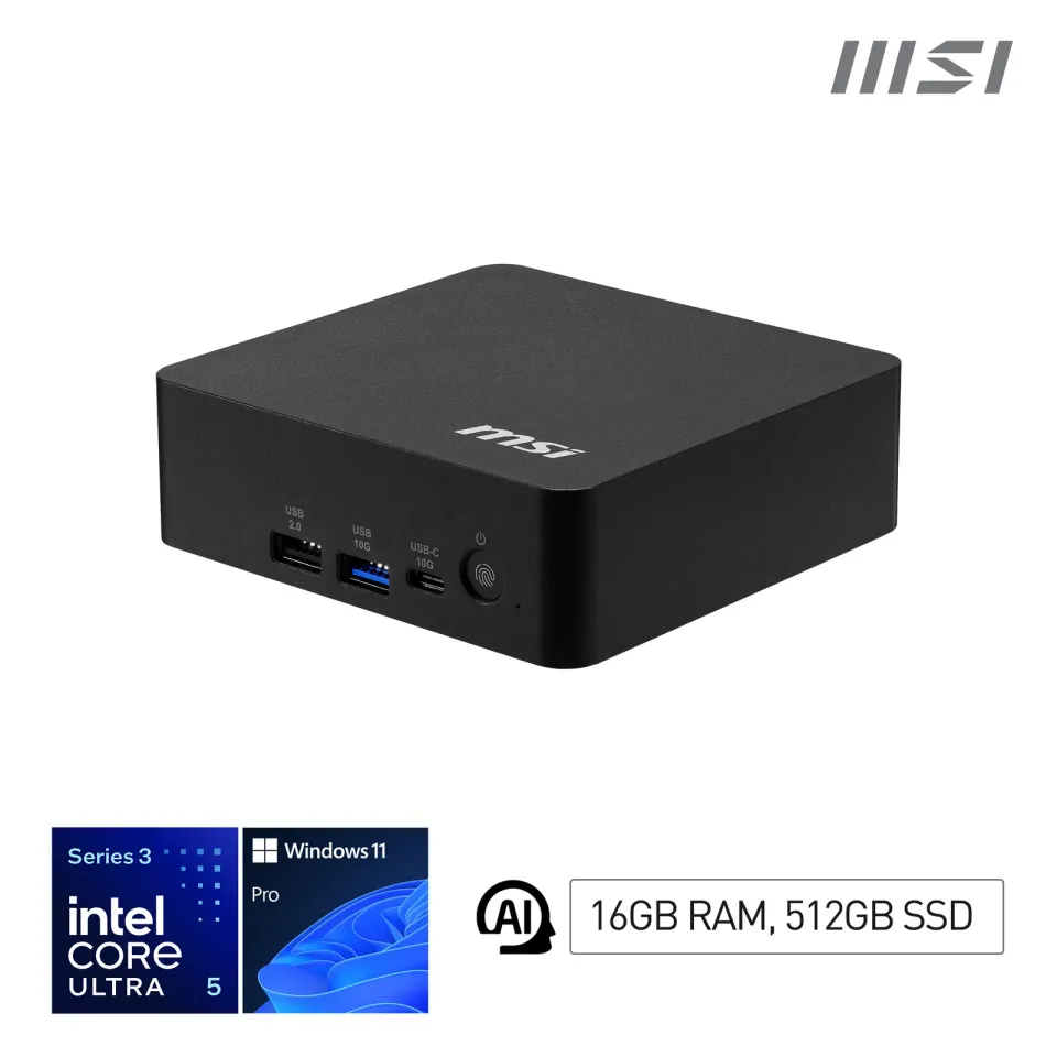 MSI Cubi/NUC AI+ 3MG-004EU/Mini/U5-322/16GB/512GB/Intel int/W11P/3R