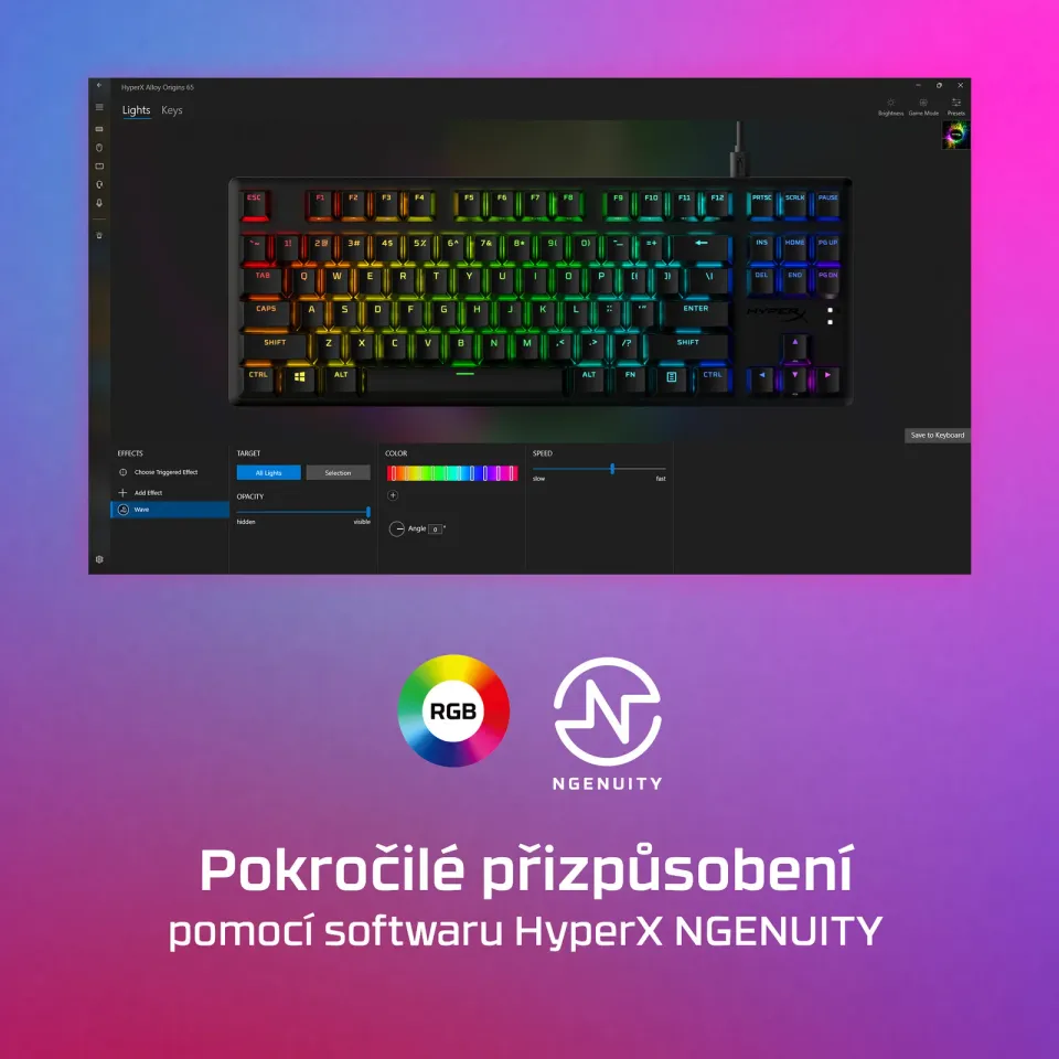 HyperX Alloy Origins Core PBT HX Blue Gaming Keyboard-US - Klávesnice