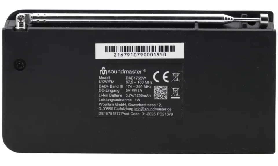 Soundmaster DAB175SW rádio/ DAB+/ FM/ LCD/ Budík/ Hodiny/ Černé