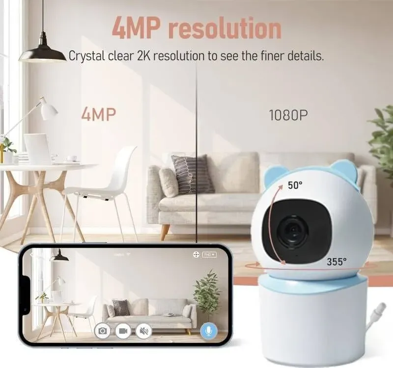 IMMAX NEO LITE SMART Security vnitřní kamera BABY, 355° 50°, P/T, Wi-Fi, 4MP, modrá, TUYA